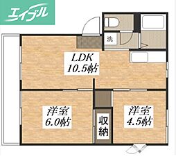 サザンハイツ 2LDKの間取図画像