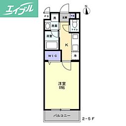ミモザヒルズ岡山医大南 1Kの間取図画像