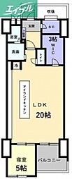 サーパス東古松 1LDKの間取図画像