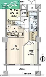 コア本町 1SLDKの間取図画像