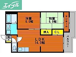 シャトレーしょうこう 2LDKの間取図画像