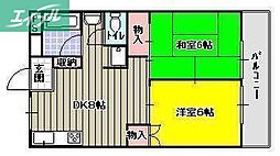 西川コーポ 2DKの間取図画像