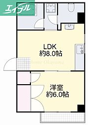 メーゾンS 1LDKの間取図画像