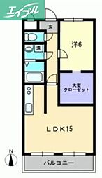 旭川スカイハイツ 1LDKの間取図画像