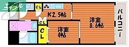スプレンドーレ医大東 2Kの間取図画像