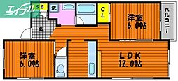 グレース富田 2LDKの間取図画像