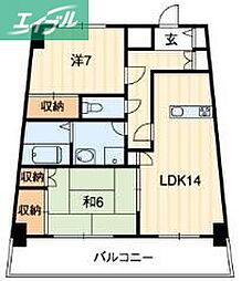 エクセルメゾン岡山 2LDKの間取図画像