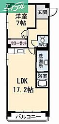 石関マンション 1LDKの間取図画像