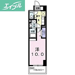 レジデンス柳町 1Kの間取図画像