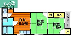ハイネス新屋敷 2DKの間取図画像