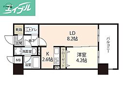 セントラルアベニュー下石井 1LDKの間取図画像