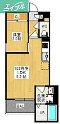 岡山市北区島田本町1丁目アパート 1LDKの間取図画像