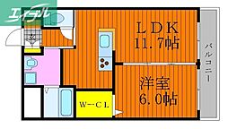 シティマンション衆楽 1LDKの間取図画像