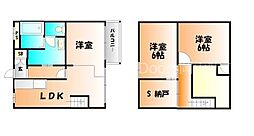 JR宇野線 大元駅 徒歩15分の賃貸マンション 4階3SLDKの間取り