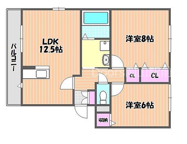 岡山県岡山市南区築港新町2丁目(賃貸アパート2LDK・2階・60.88㎡)の写真 その2