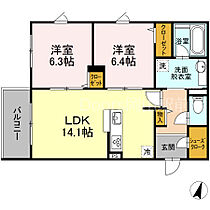 岡山県岡山市北区北長瀬表町2丁目（賃貸マンション2LDK・1階・64.50㎡） その2