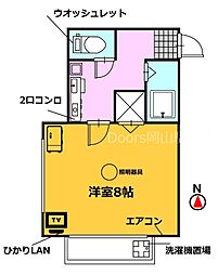 JR山陽本線 岡山駅 徒歩16分の賃貸アパート 1階1Kの間取り