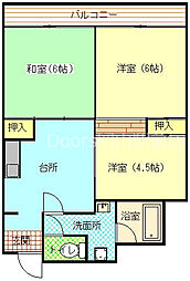岡山電気軌道清輝橋線 清輝橋駅 徒歩7分の賃貸マンション 6階3DKの間取り