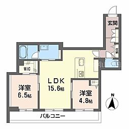 JR山陽本線 西川原駅 徒歩6分の賃貸マンション 3階2LDKの間取り
