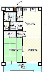 ブルク奥田 1LDKの間取図画像