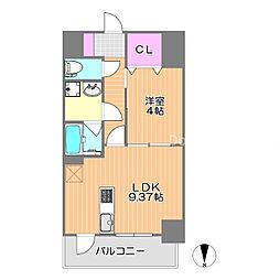 岡山市北区富田町2丁目マンション 1LDKの間取図画像