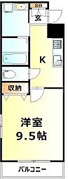 ノーブルハイム岡山 1Kの間取図画像
