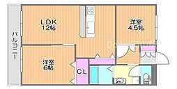 栄光ビル 2LDKの間取図画像