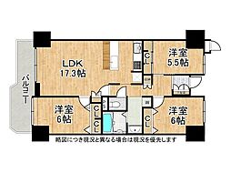 エンゼルハイムリバーサイド高槻  中古マンション 3LDKの間取り