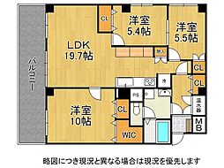 ユニライフ御殿山 3LDKの間取図画像