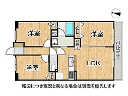 メロディーハイム香里園 3LDKの間取図画像