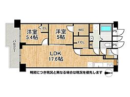 労住まきのハイツ1号棟 2LDKの間取図画像