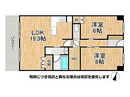 エスリード楠葉美咲 2LDKの間取図画像