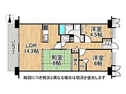 交野中央グリーンマンション 3LDKの間取図画像