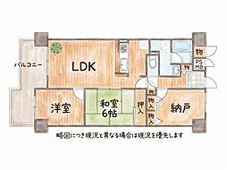 日光ハイツ香里第5 3LDKの間取図画像
