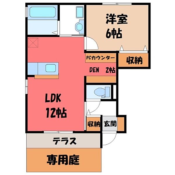 カーサ フォレスト C ｜茨城県結城市大字結城(賃貸アパート1LDK・1階・47.40㎡)の写真 その2