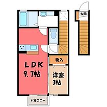 スプリングウィンド B  ｜ 栃木県栃木市箱森町（賃貸アパート1LDK・2階・36.30㎡） その2