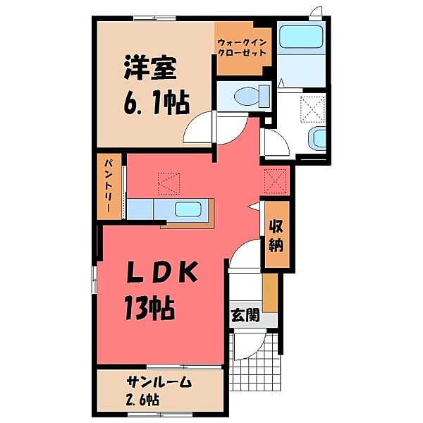 ソレイユ横島 B ｜茨城県筑西市横島(賃貸アパート1LDK・1階・45.77㎡)の写真 その2