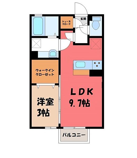 クラウド結城 ｜茨城県結城市大字結城(賃貸アパート1LDK・1階・33.42㎡)の写真 その2