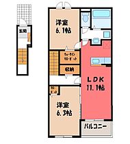 イスラ フェリス  ｜ 栃木県栃木市大平町富田（賃貸アパート1LDK・2階・58.57㎡） その2