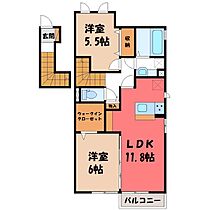 クレシェンテ  ｜ 茨城県筑西市稲野辺（賃貸アパート2LDK・2階・62.08㎡） その2