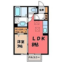 クレール・パレ A  ｜ 栃木県栃木市平柳町1丁目（賃貸アパート1LDK・2階・29.44㎡） その2