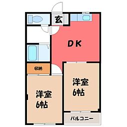 エムジャパンコーポ 2DKの間取図画像