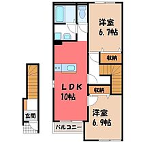 グローリー II B棟  ｜ 栃木県栃木市薗部町4丁目（賃貸アパート2LDK・2階・59.95㎡） その2