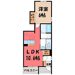ヴィラ・大堀端B 1LDKの間取図画像