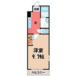 JR東北本線 小山駅 バス19分 千駄塚公民館下車 徒歩7分の賃貸アパート 2階1Kの間取り