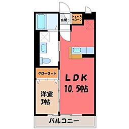 JR東北新幹線 小山駅 徒歩11分の賃貸アパート 2階1LDKの間取り
