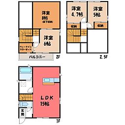 湘南新宿ライン宇須 小山駅 3.2kmの賃貸一戸建て 1階3LDKの間取り