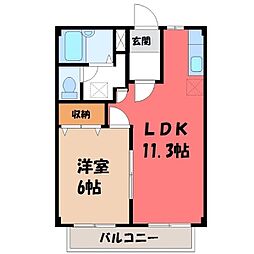 シティハイツ小倉B 1LDKの間取図画像