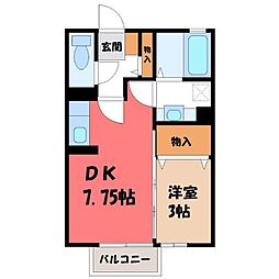 カーサ・ドルチェ 1DKの間取図画像