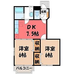サンライトヴィラA 2DKの間取図画像